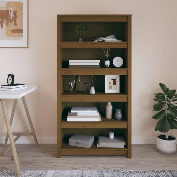 vidaXL Ράφι βιβλιοθήκης, μελί καφέ, 80x35x154 cm, ξύλο πεύκου