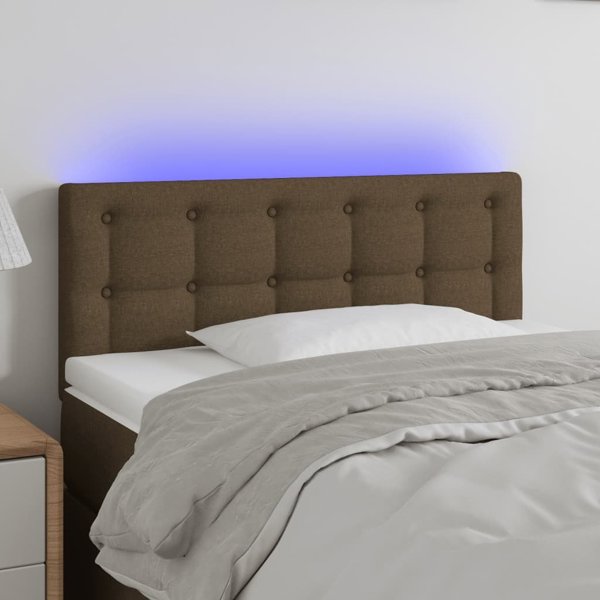 vidaXL Κεφαλάρι κρεβατιού με LED, σκούρο καφέ, 100x5x78/88 cm, ύφασμα