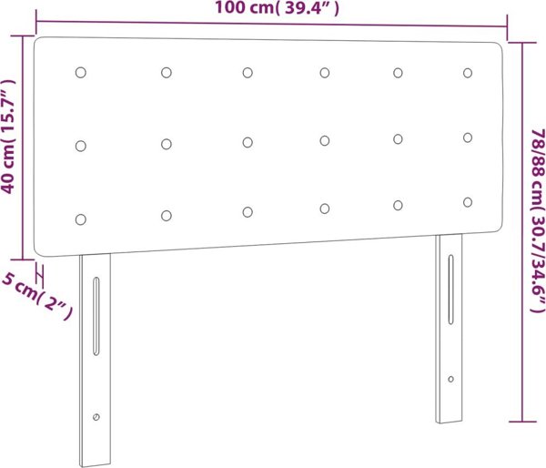 vidaXL Κεφαλάρι κρεβατιού με LED, σκούρο καφέ, 100x5x78/88 cm, ύφασμα