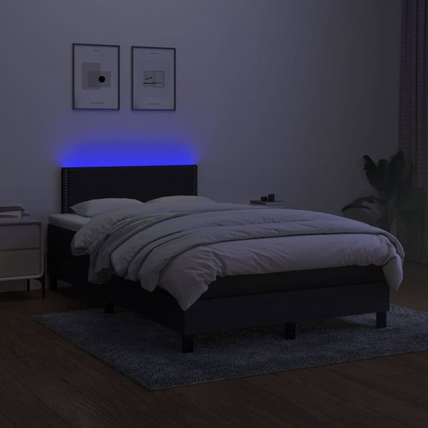 vidaXL Κοντινεντάλ κρεβάτι με στρώμα, μαύρο, 120x200 εκ, ύφασμα