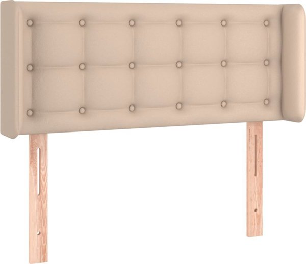 vidaXL Zaglowek do lozka me LED, cappuccino, 83x16x78/88 cm, ekoskora