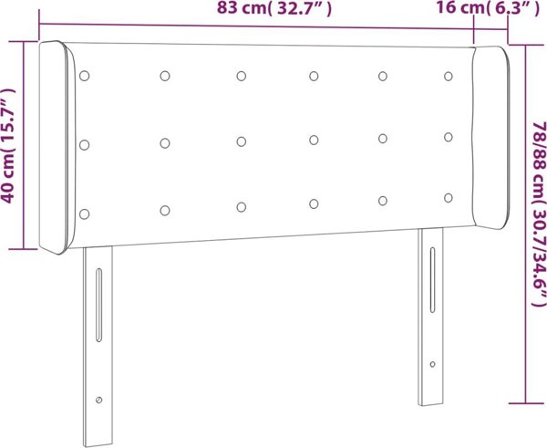 vidaXL Zaglowek do lozka me LED, cappuccino, 83x16x78/88 cm, ekoskora