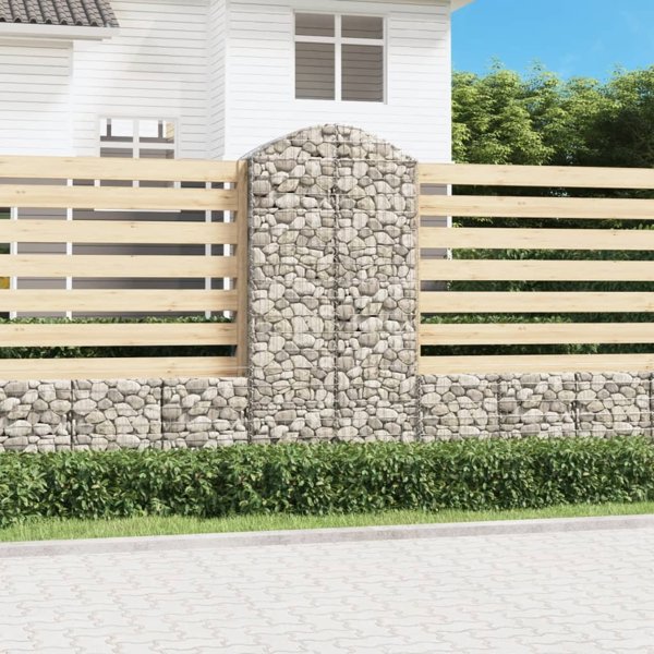 vidaXL Τεθλασμένο Γκαμπιόν Καλάθι 100x50x200/220 εκ., γαλβανισμένο σίδερο