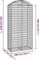 vidaXL Τεθλασμένο Γκαμπιόν Καλάθι 100x50x200/220 εκ., γαλβανισμένο σίδερο