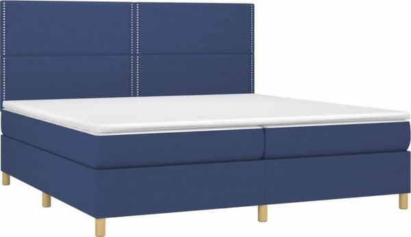 vidaXL Κρεβάτι Κοντινεντάλ με Στρώμα, Μπλε, 200x200 cm, Υφασμα