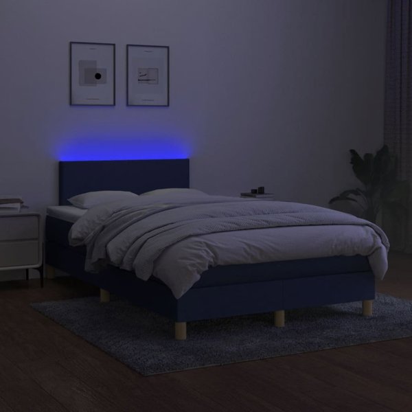 vidaXL Κρεβάτι kontynentalne με στρώμα, μπλε, 120x200 cm, ύφασμα