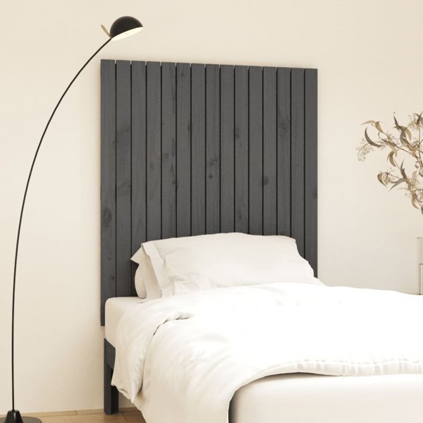 vidaXL Κεφαλάρι κρεβατιού, γκρι, 95,5x3x110 εκ, μασίφ ξύλο πεύκου