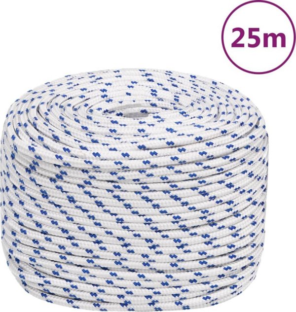 vidaXL Linka zeglarska, bela, 6 mm, 25 m, polipropylen