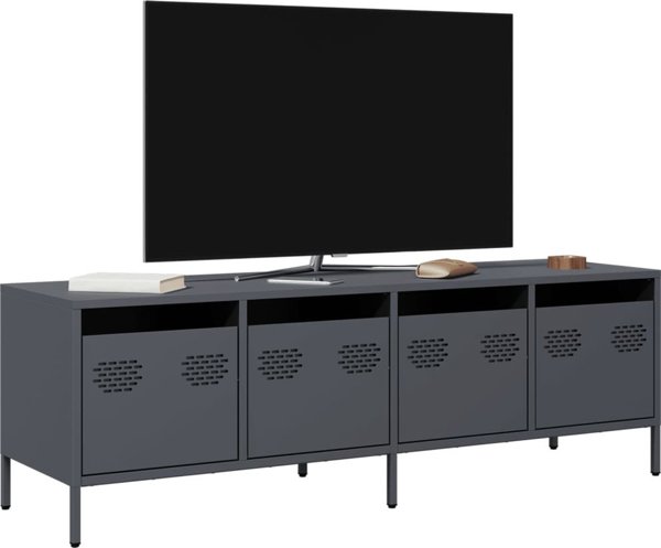 vidaXL Szafka RTV, antracyt, 135x39x43,5 cm, stal walcowana na zimno