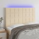 vidaXL Κεφαλάρι κρεβατιού με LED, εκρού, 144x5x118/128 cm, ύφασμα