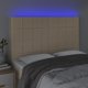vidaXL Κεφαλάρι κρεβατιού με LED, εκρού, 144x5x118/128 cm, ύφασμα