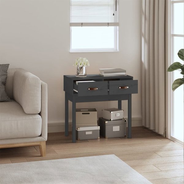 vidaXL vidaXL Stolik konsolowy, szary, 76,5x40x75 cm, lite drewno sosnowe