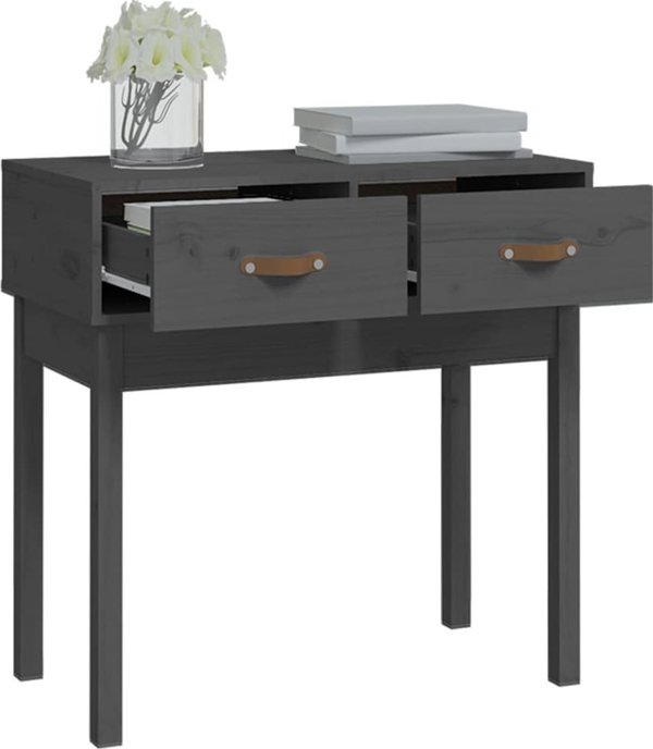 vidaXL vidaXL Stolik konsolowy, szary, 76,5x40x75 cm, lite drewno sosnowe