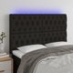 vidaXL Κεφαλάρι κρεβατιού με LED, μαύρο, 144x7x118/128 cm, ύφασμα