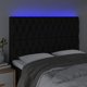 vidaXL Κεφαλάρι κρεβατιού με LED, μαύρο, 144x7x118/128 cm, ύφασμα