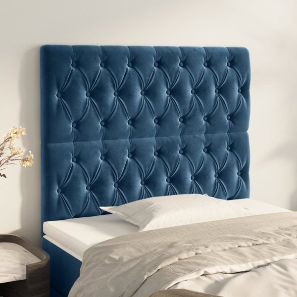 vidaXL Zaglowki 2 τεμ σκούρο μπλε 90x7x78/88 cm aksamit
