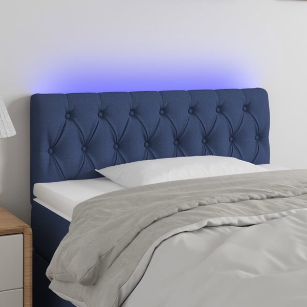 vidaXL Κεφαλάρι κρεβατιού με LED, μπλε, 90x7x78/88 cm, ύφασμα