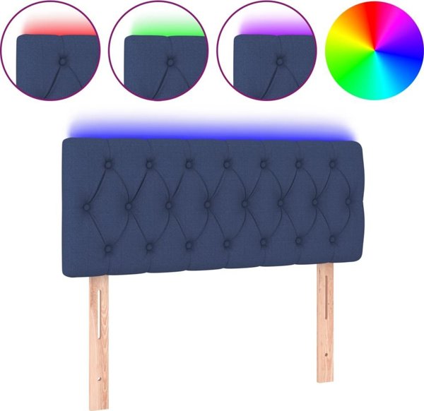 vidaXL Κεφαλάρι κρεβατιού με LED, μπλε, 90x7x78/88 cm, ύφασμα