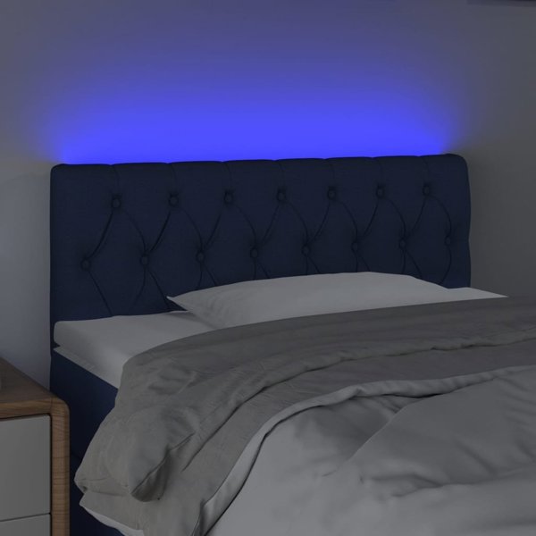 vidaXL Κεφαλάρι κρεβατιού με LED, μπλε, 90x7x78/88 cm, ύφασμα