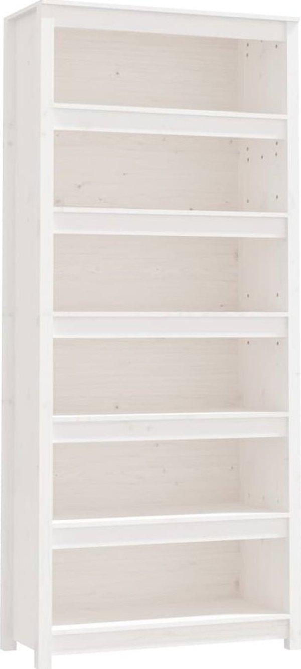 vidaXL Ράφι για βιβλία, λευκό, 80x35x183 cm, από μασίφ πεύκο