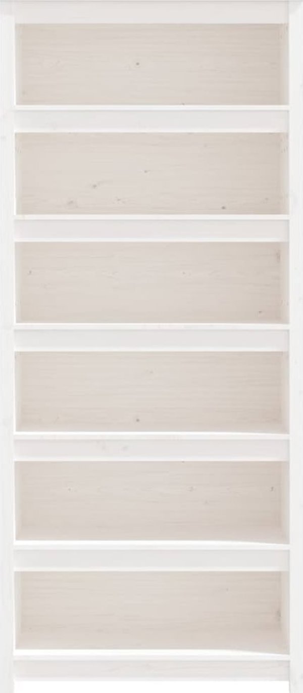 vidaXL Ράφι για βιβλία, λευκό, 80x35x183 cm, από μασίφ πεύκο