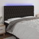 Κεφαλάρι κρεβατιού με LED της vidaXL, μαύρο, 200x7x118/128 εκ., ύφασμα