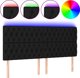 Κεφαλάρι κρεβατιού με LED της vidaXL, μαύρο, 200x7x118/128 εκ., ύφασμα