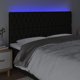 Κεφαλάρι κρεβατιού με LED της vidaXL, μαύρο, 200x7x118/128 εκ., ύφασμα