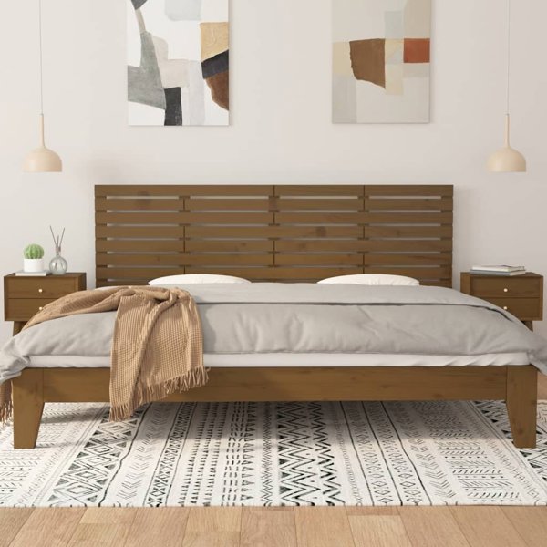 vidaXL Κεφαλάρι Κρεβατιού, Μελί Καφέ, 166x3x63 εκ, Μασίφ Πεύκο