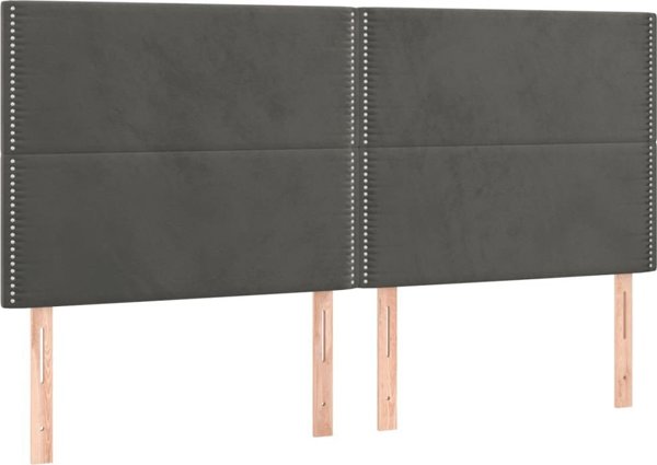 vidaXL Σετ 4 κεφαλαριών κρεβατιού, σκούρο γκρι, 100x5x78/88 εκ, βελούδινο