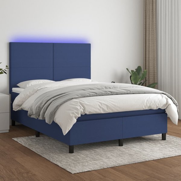 vidaXL Λουτζκο κοντινεντάλε με στρώμα, μπλε, 140x190 εκ, ύφασμα