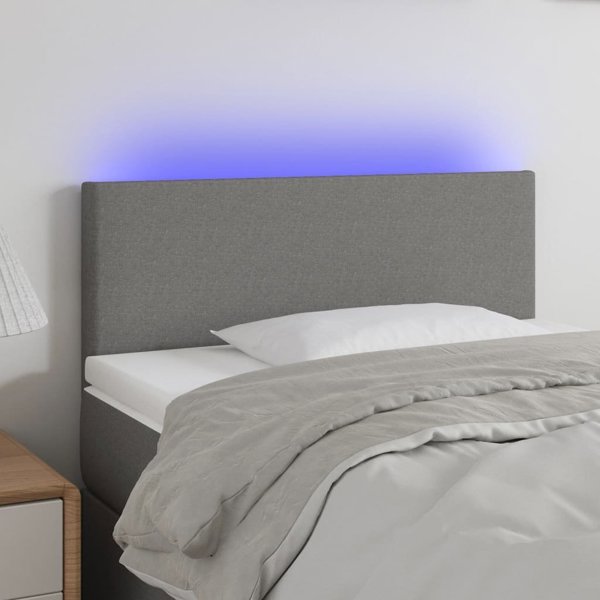 vidaXL Κεφαλάρι κρεβατιού με LED, σκούρο γκρι, 80x5x78/88 cm, ύφασμα