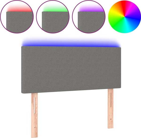 vidaXL Κεφαλάρι κρεβατιού με LED, σκούρο γκρι, 80x5x78/88 cm, ύφασμα