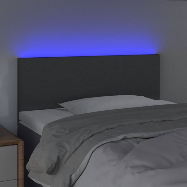 vidaXL Κεφαλάρι κρεβατιού με LED, σκούρο γκρι, 80x5x78/88 cm, ύφασμα