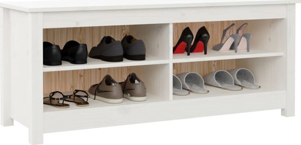 vidaXL Ντουλάπι παπουτσιών, λευκό, 110x38x45,5 εκ., μασίφ πεύκο