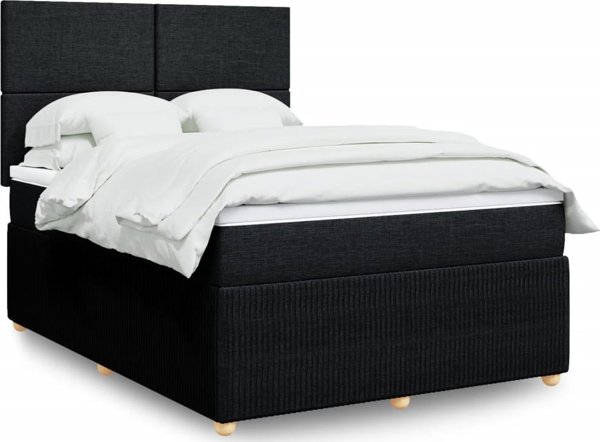 vidaXL Κρεβάτι Continental με στρώμα, μαύρο, ύφασμα, 140x190 cm