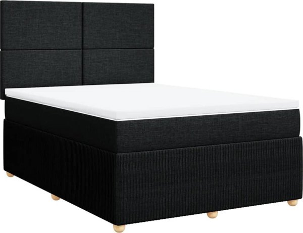 vidaXL Κρεβάτι Continental με στρώμα, μαύρο, ύφασμα, 140x190 cm