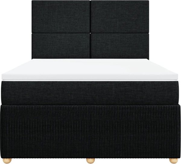 vidaXL Κρεβάτι Continental με στρώμα, μαύρο, ύφασμα, 140x190 cm