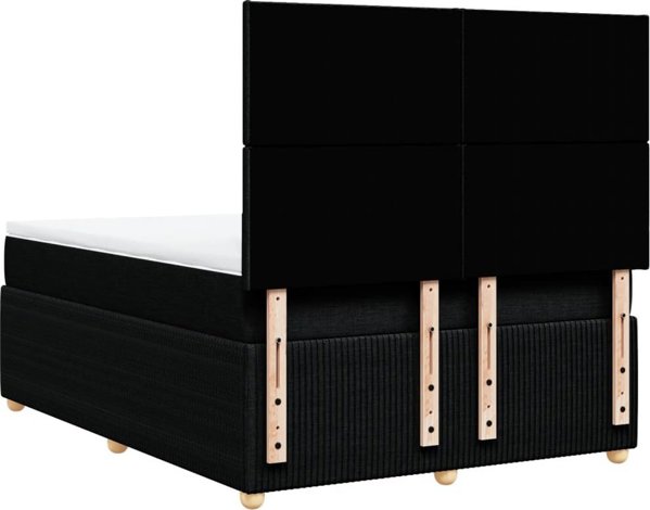 vidaXL Κρεβάτι Continental με στρώμα, μαύρο, ύφασμα, 140x190 cm
