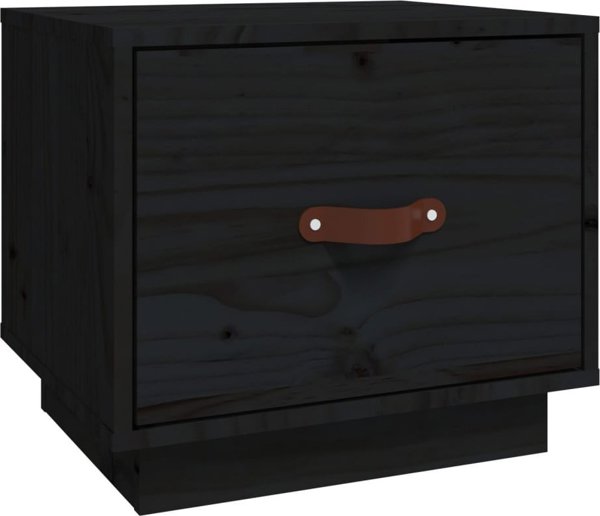 vidaXL vidaXL Szafka nocna, czarna, 40x34x35 cm, lite drewno sosnowe