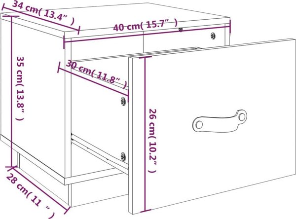 vidaXL vidaXL Szafka nocna, czarna, 40x34x35 cm, lite drewno sosnowe