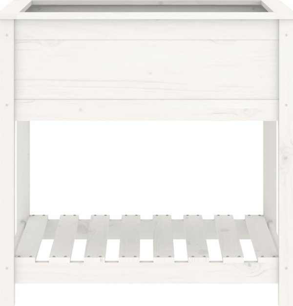 vidaXL Donica με ράφι, λευκή, 82,5x54x81 εκ, μασίφ ξύλο πεύκου