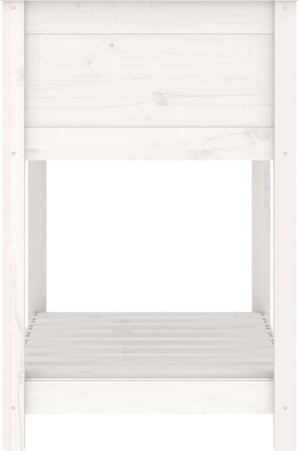 vidaXL Donica με ράφι, λευκή, 82,5x54x81 εκ, μασίφ ξύλο πεύκου
