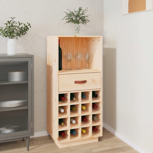 vidaXL vidaXL Szafka na wino, czarny, 45x34x100 cm, lite drewno sosnowe