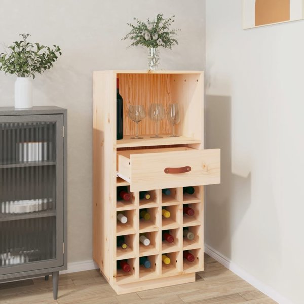 vidaXL vidaXL Szafka na wino, czarny, 45x34x100 cm, lite drewno sosnowe