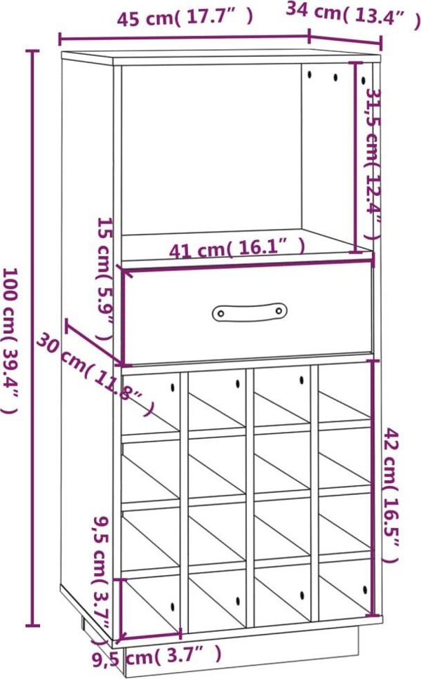 vidaXL vidaXL Szafka na wino, czarny, 45x34x100 cm, lite drewno sosnowe