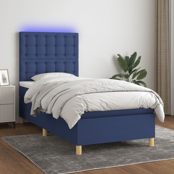 vidaXL Λουτζκό κοντινένταλ με στρώμα, μπλε, 90x200 cm, ύφασμα