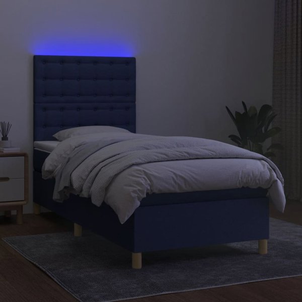vidaXL Λουτζκό κοντινένταλ με στρώμα, μπλε, 90x200 cm, ύφασμα