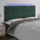 vidaXL Κεφαλάρι για κρεβάτι με LED, σκούρο πράσινο, 200x5x118/128 cm, βελούδινο