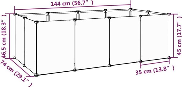 vidaXL Klatka dla malych zwierzat, bezbarwna, 144x74x46,5 cm PP i stal